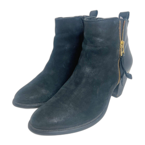 Steve Madden Wantagh Black Leather Suede Booties Ankle Boots Size 9 - Picture 2 of 13